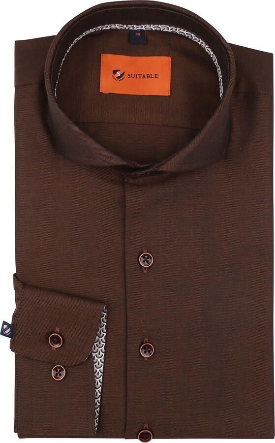 Suitable Twill Overhemd Bruin