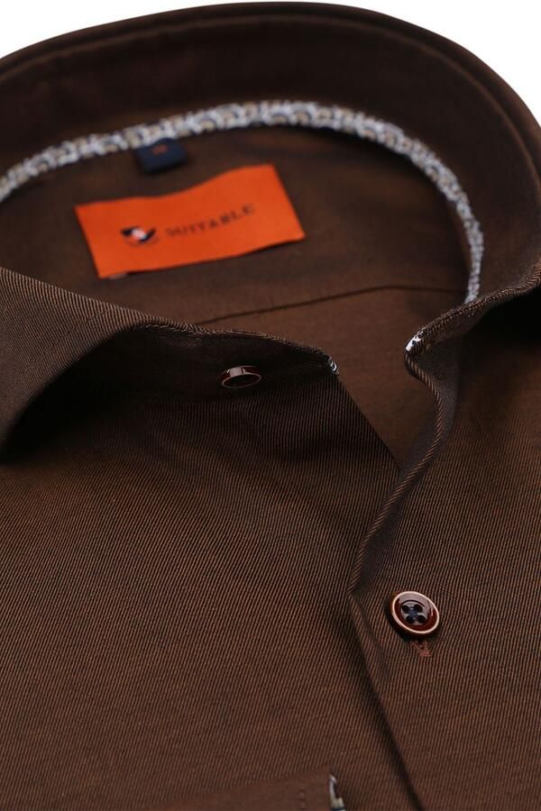 Suitable Twill Overhemd Bruin - Foto 2