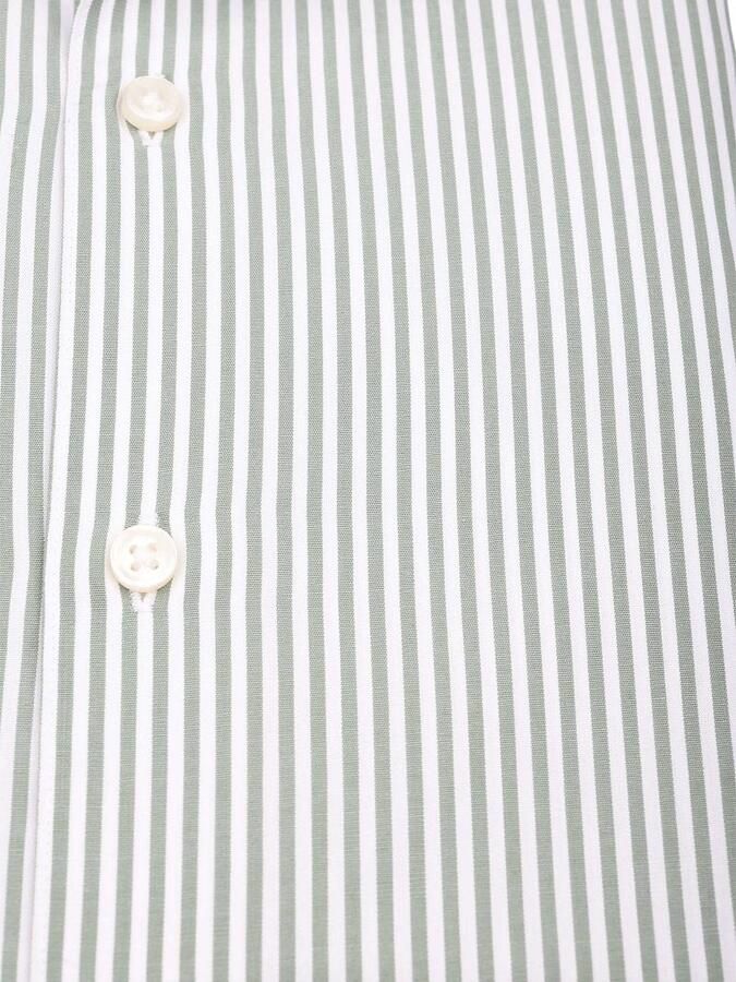 Suitable Twill Overhemd Extra Lange Mouw Streep Groen - Foto 5