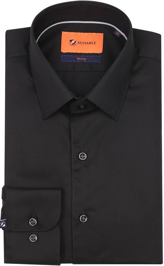 Suitable Twill Overhemd Zwart