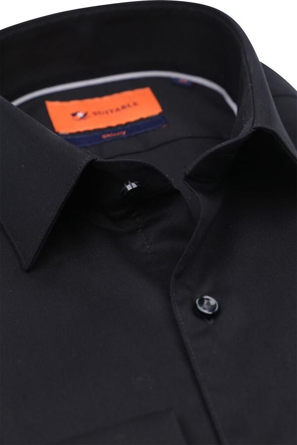 Suitable Twill Overhemd Zwart - Foto 5