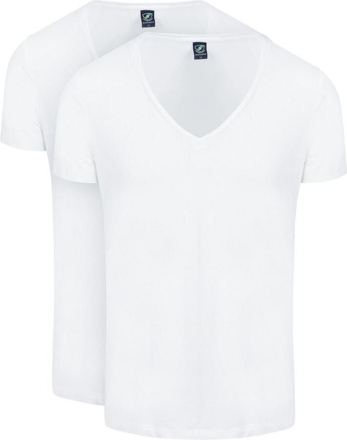 Suitable Vibamboru T-Shirt Diepe V-Hals Wit 2-Pack