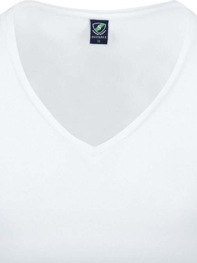 Suitable Vibamboru T-Shirt Diepe V-Hals Wit 4-Pack - Foto 3