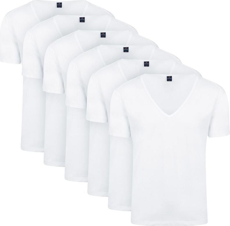 Suitable Vitaru T-Shirt Diepe V-Hals Wit 6-Pack
