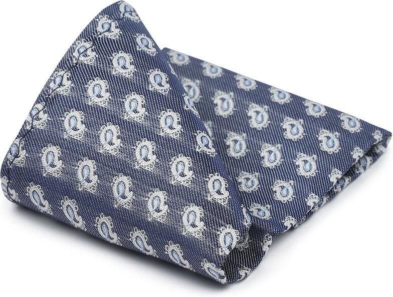 Suitable Zijde Pochet Blauw Print