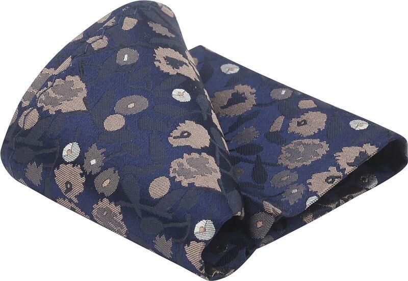 Suitable Zijde Pochet Bloem Navy