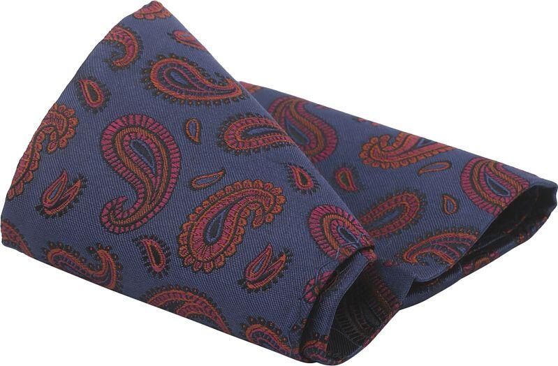 Suitable Zijde Pochet Paisley Navy