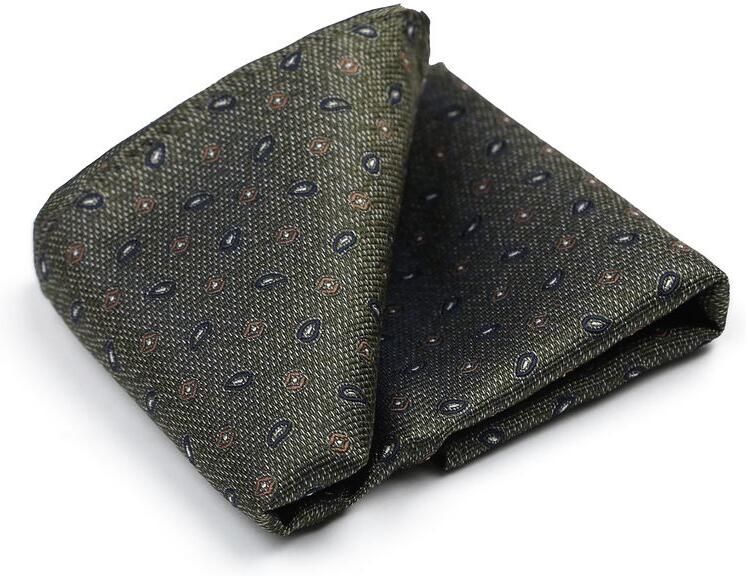 Suitable Zijde Pochet Small Paisley Olive