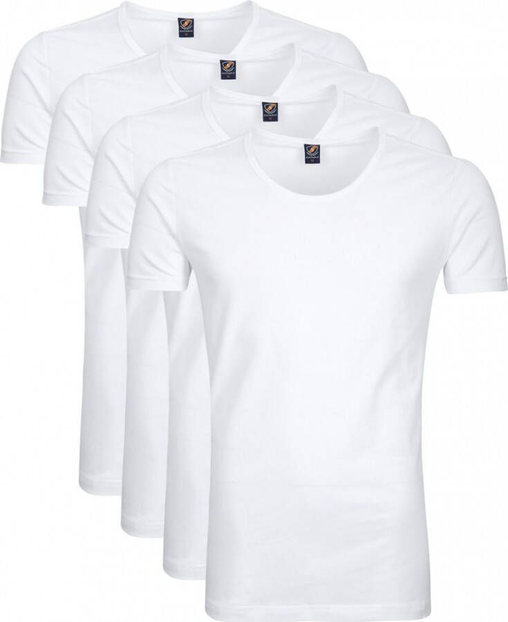Suitable Otaru T-Shirt Brede Ronde Hals Wit 4-Pack