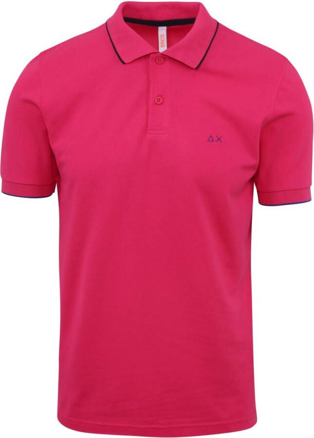 Sun68 Heren Small Stripe Polo Shirt Pink Heren
