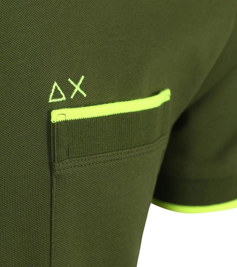 Sun68 Piqué T-Shirt Fluo Stripe Army Groen - Foto 2