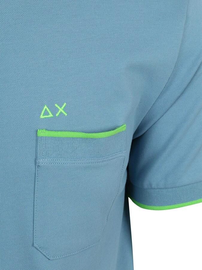 Sun68 Piqué T-Shirt Fluo Stripe Blauw