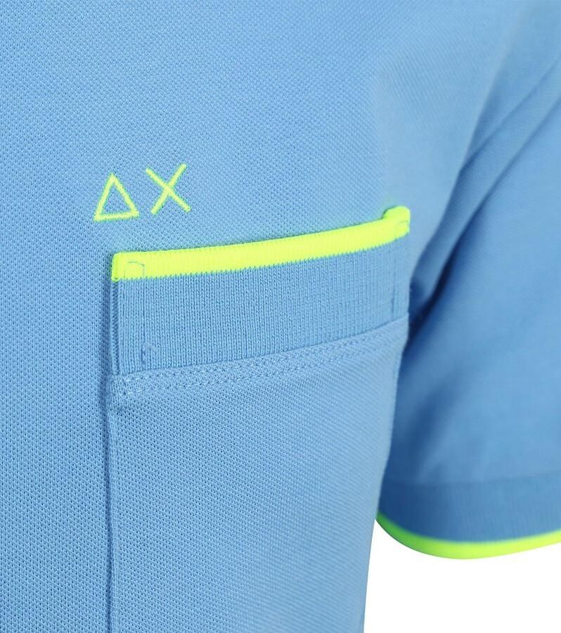 Sun68 Piqué T-Shirt Fluo Stripe Lichtblauw - Foto 2