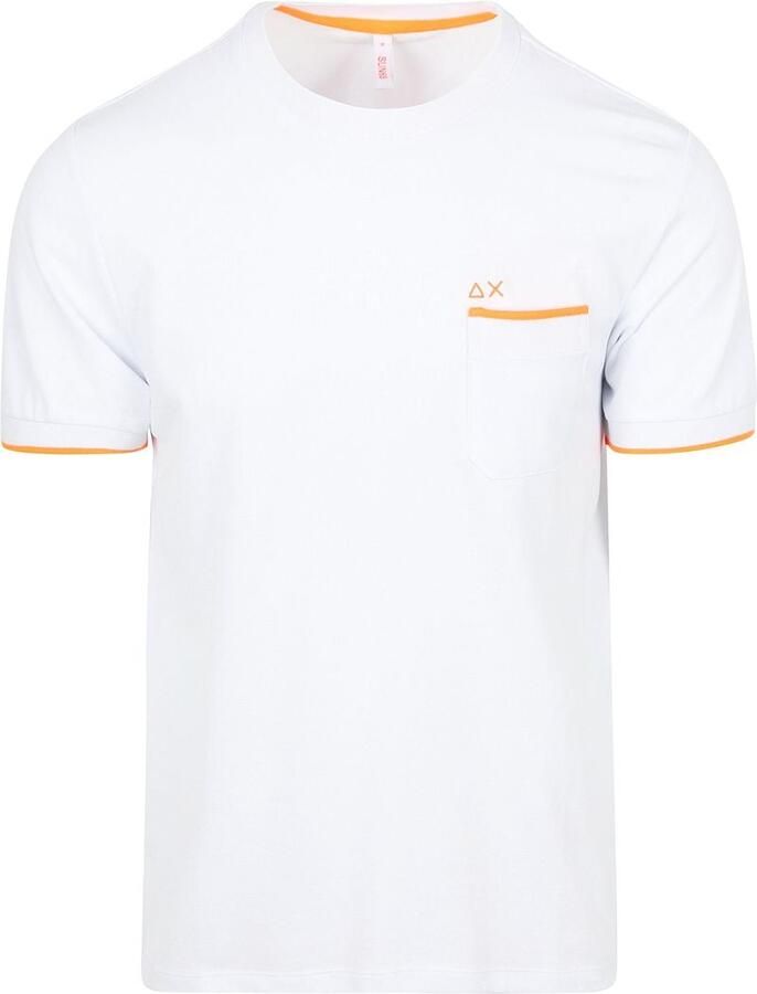 Sun68 Piqué T-Shirt Fluo Stripe Wit