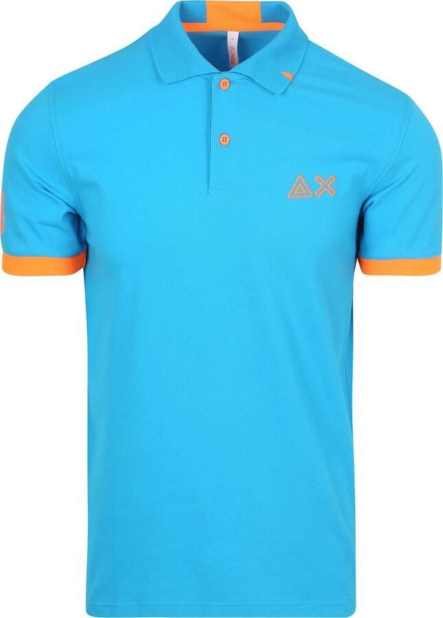 Sun68 Poloshirt Logo Fluo Blauw