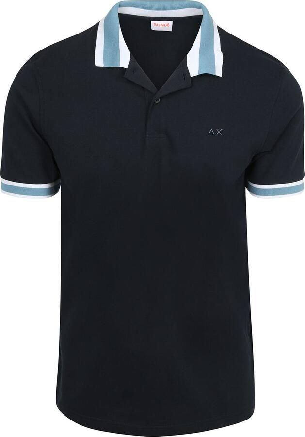 Sun68 Poloshirt Multistripes Collar Navy