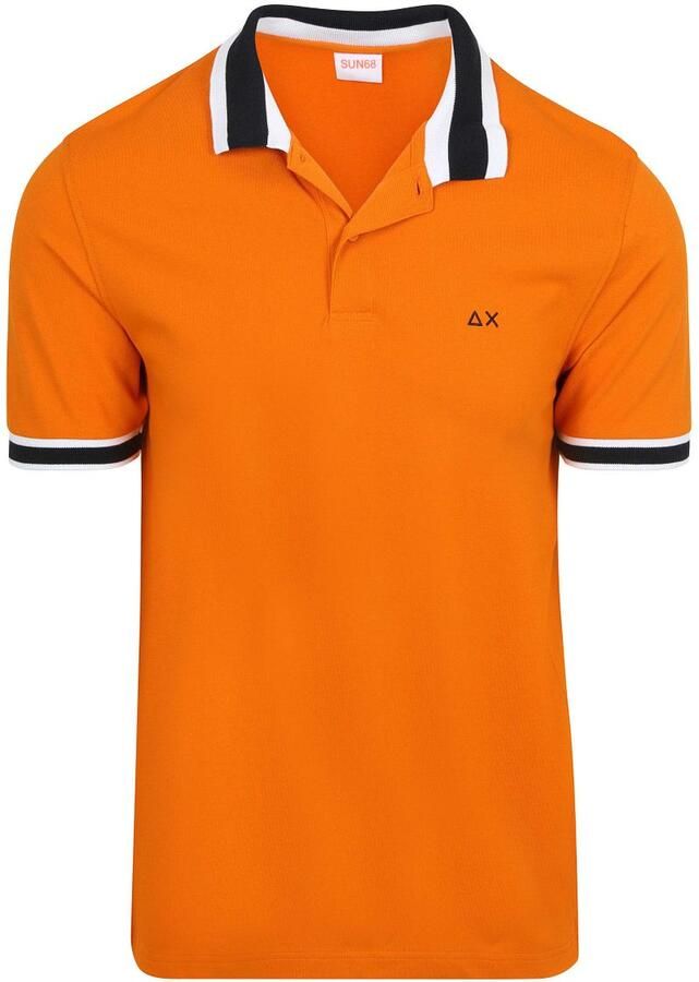 Sun68 Poloshirt Multistripes Collar Oranje