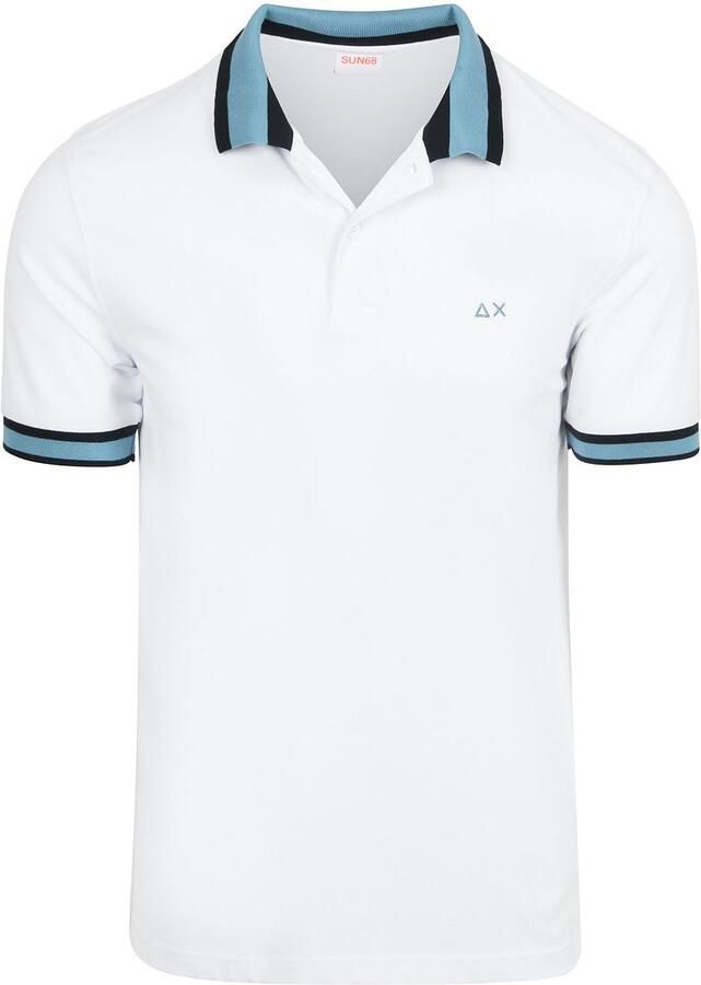 Sun68 Poloshirt Multistripes Collar Wit