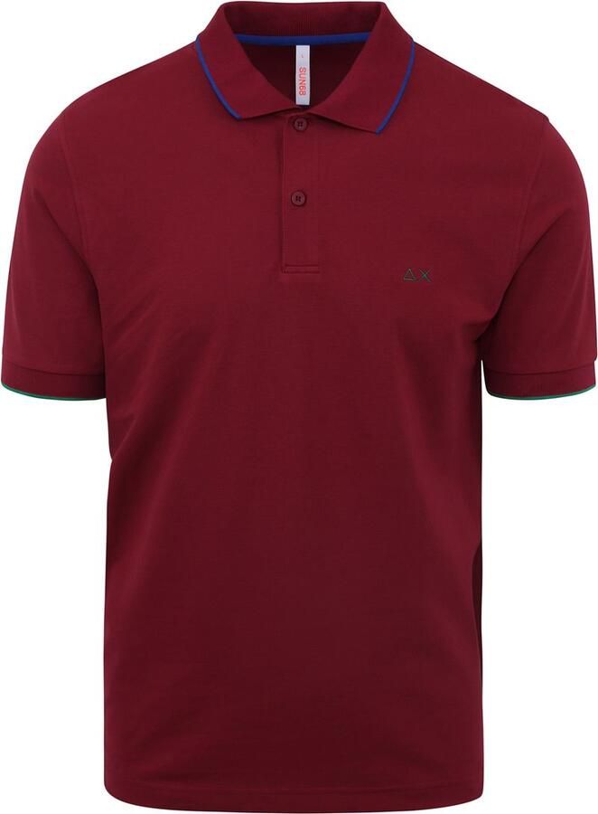 Sun68 Poloshirt Small Stripe Bordeaux Rood Heren