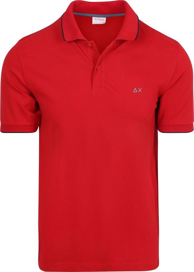 Sun68 Poloshirt Small Stripe Collar Rood