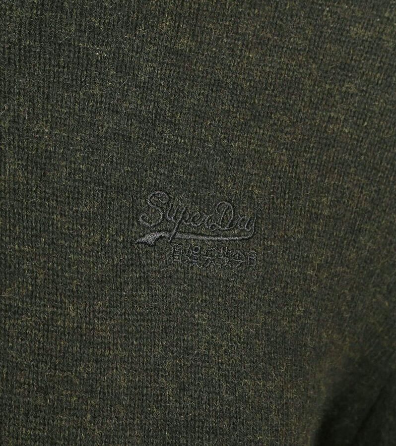 Superdry Sweater Essential Half Zip Wolmix Pullover Donkergroen
