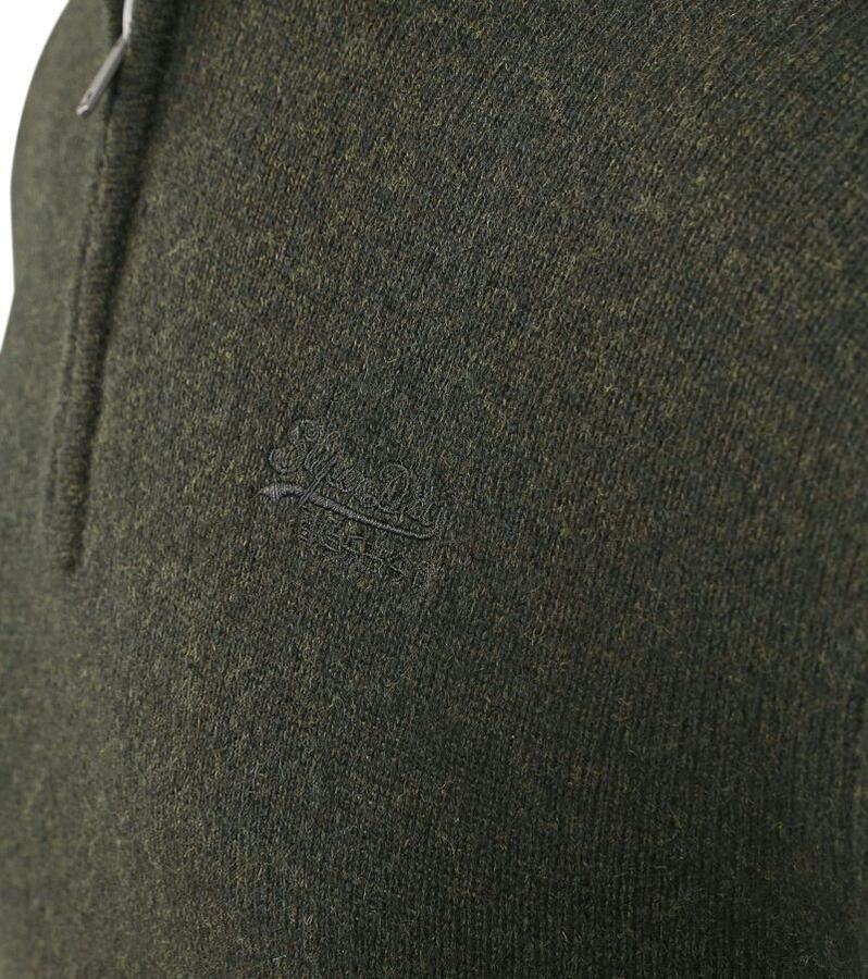 Superdry Sweater Essential Half Zip Wolmix Pullover Donkergroen