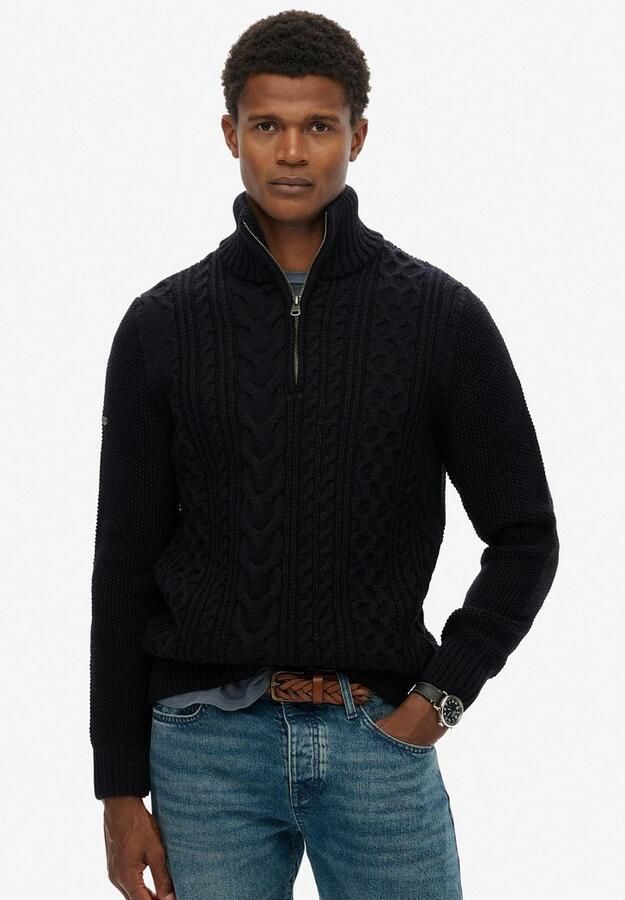 Superdry Sweaters Half Zip Pullover Jacob Cable Navy - Foto 4