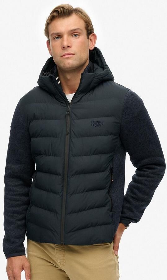 Superdry gewatteerde jas met gebreide mouwen donkerblauw - Foto 12