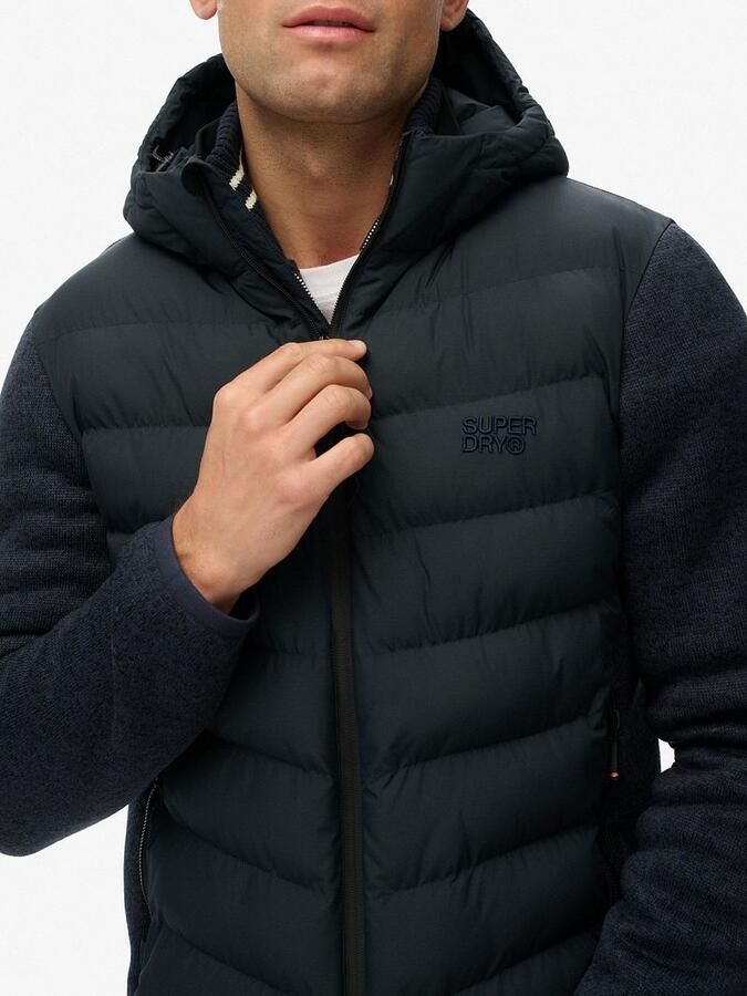 Superdry gewatteerde jas met gebreide mouwen donkerblauw - Foto 5