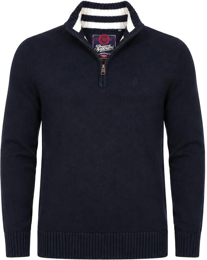 Superdry Knit Half Zip Cotton Jumper Navy