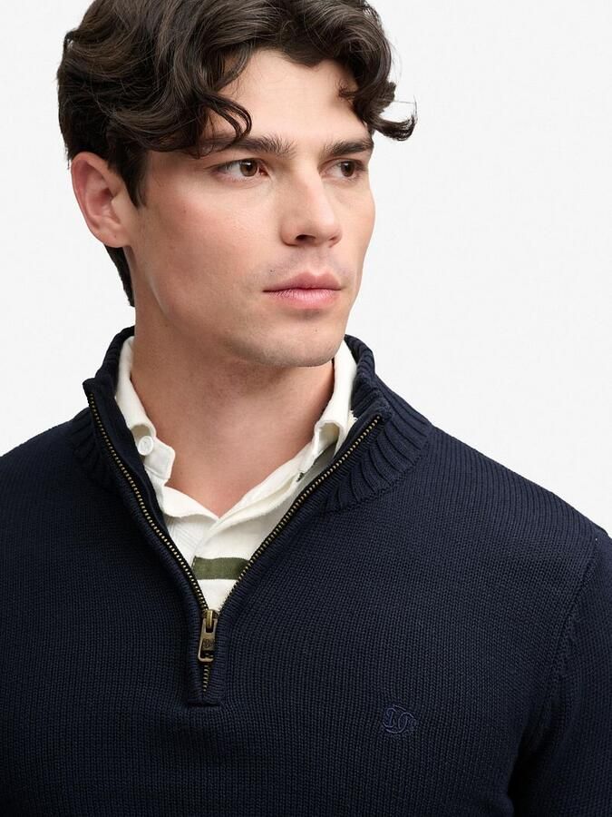 Superdry Knit Half Zip Cotton Jumper Navy - Foto 2