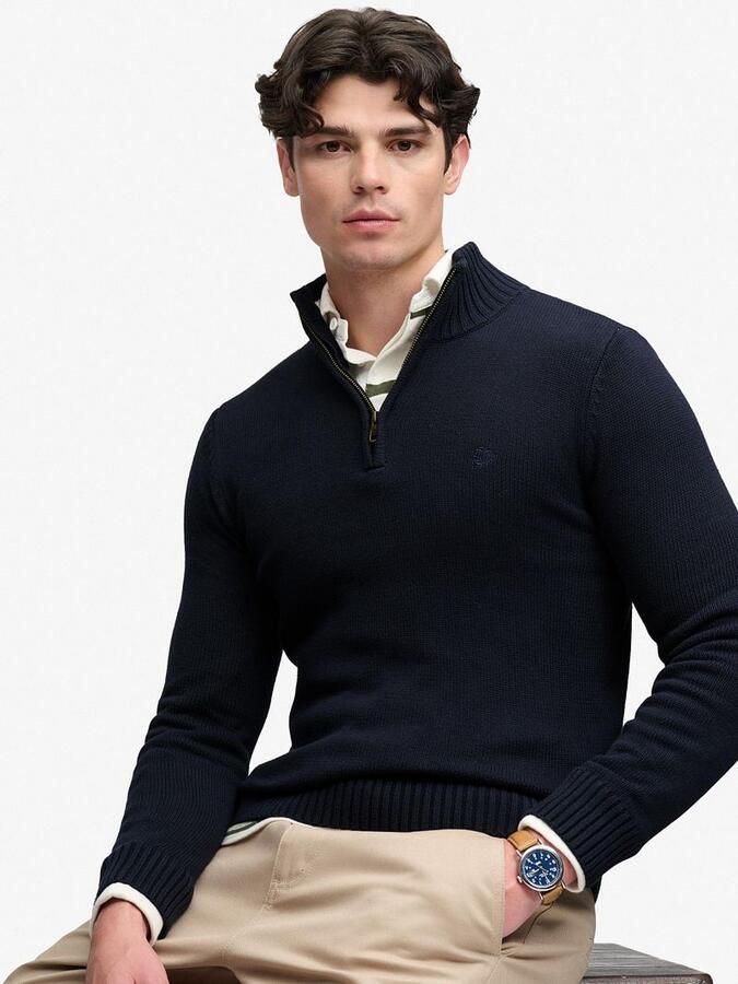 Superdry Knit Half Zip Cotton Jumper Navy - Foto 3