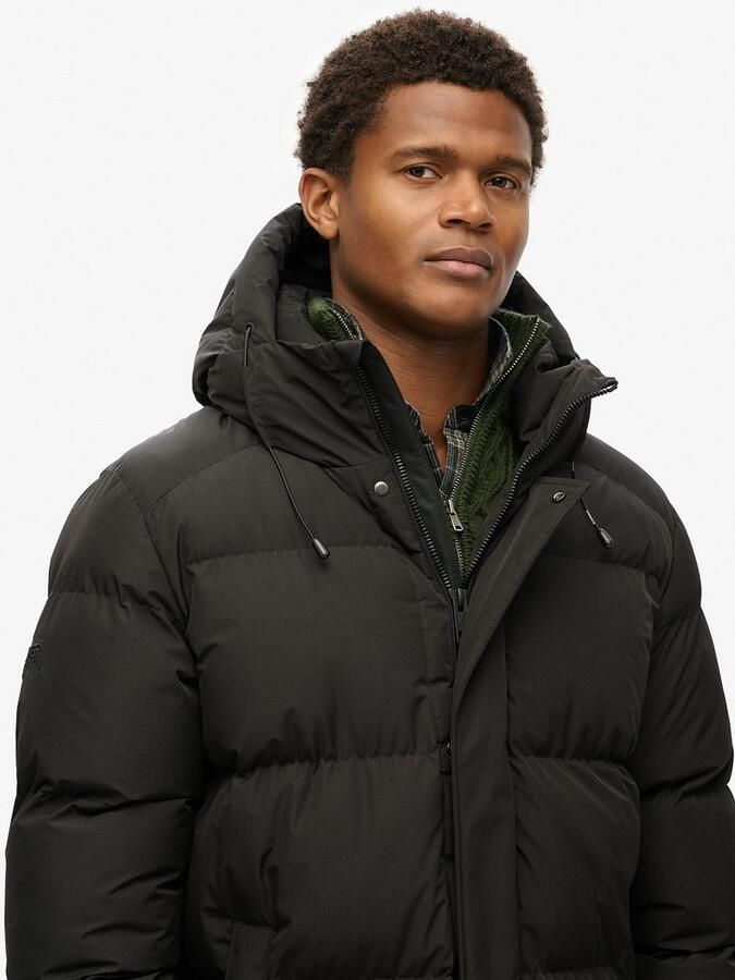 Superdry Gewatteerde lange jas met capuchon en tweewegsritssluiting - Foto 6