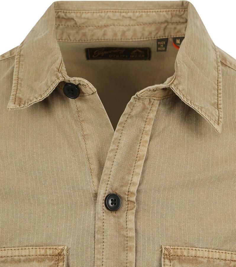 Superdry Katoenen Overhemd Lange Mouwen Herfst Winter Beige Heren