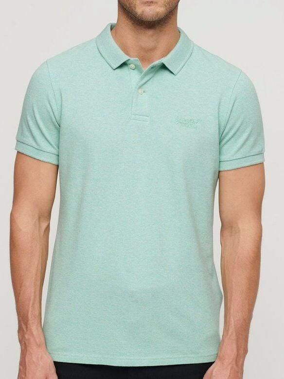 Superdry T-shirt Piqué Poloshirt Melange Lichtgroen - Foto 3