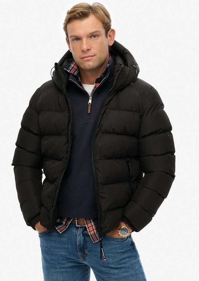 Superdry Gewatteerd jack met capuchon en ritszakken opzij - Foto 8