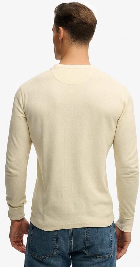 Superdry T-Shirt Lange Mouw Trui Henley Textured Ecru - Foto 7
