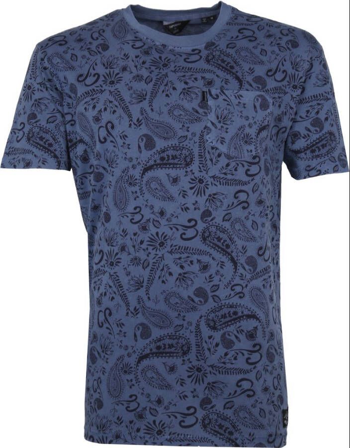 Superdry T-Shirt Borstzak Print Donkerblauw