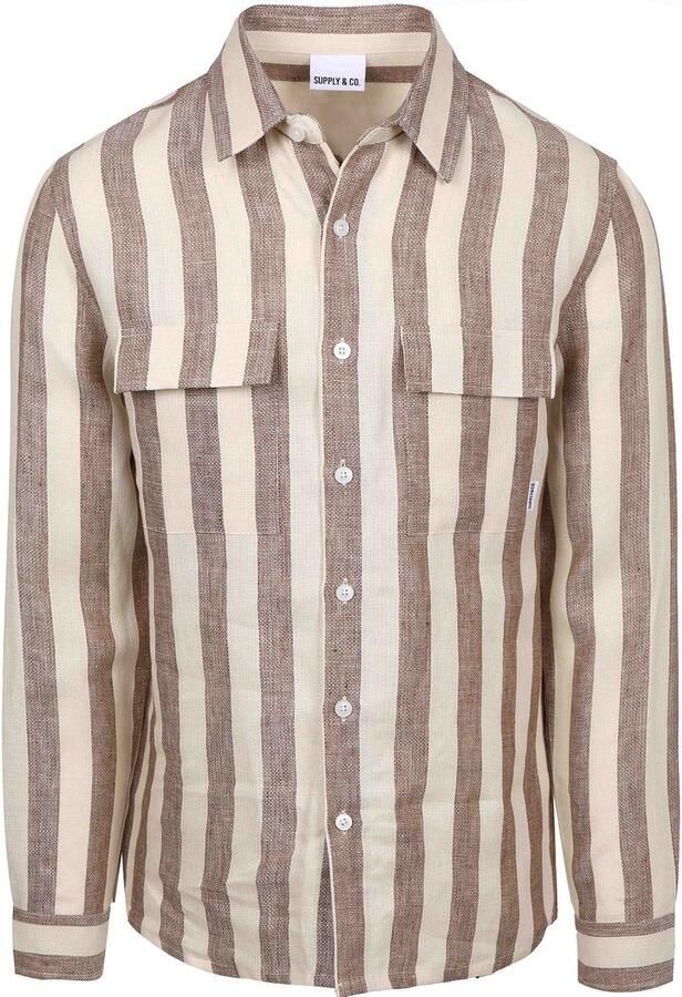 Supply & Co Polo Overshirt Streep Bruin