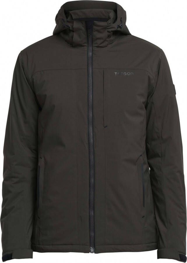 Tenson winterjas groen uni rits normale fit kort model