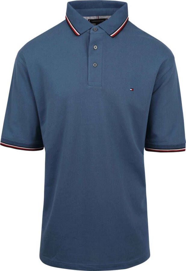 Tommy Hilfiger Big & Tall slim fit polo Plus Size met contrastbies blue coast