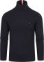 Tommy Hilfiger Donkerblauwe Coltrui Exaggerated Structure Roll Neck - Thumbnail 2