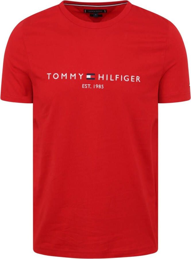 Tommy Hilfiger Rode Bedrukte Ronde Hals T-Shirt Mannen Red Heren