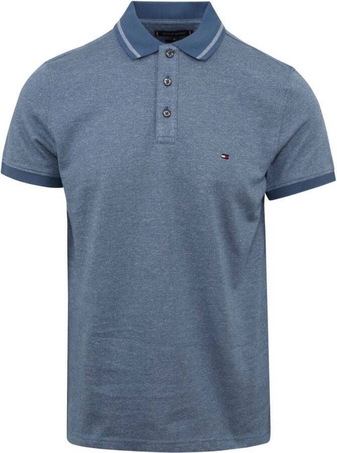 Tommy Hilfiger gemêleerde slim fit polo van biologisch katoen blue coast weathered white moulin - Foto 2