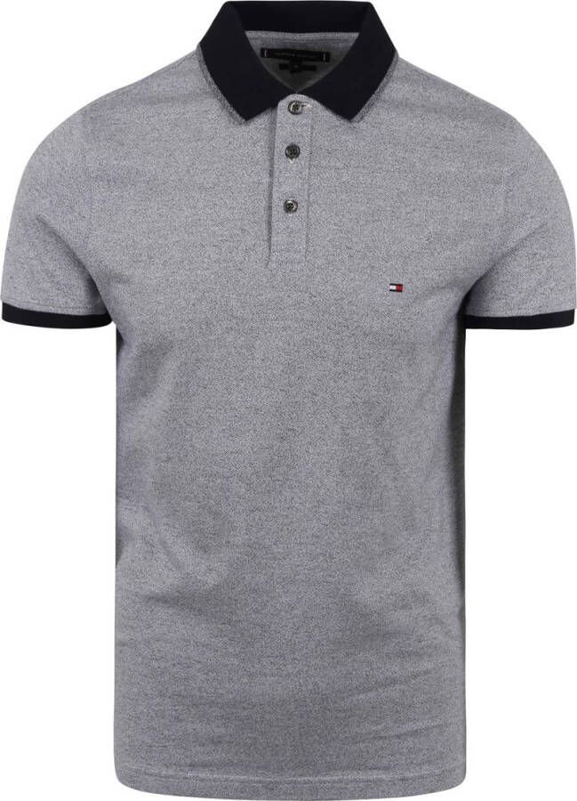 Tommy Hilfiger gemêleerde slim fit polo MOULINE TIPPED met contrastbies white desert sky