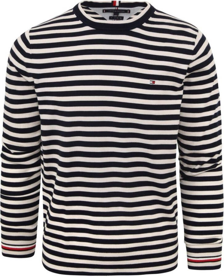 Tommy Hilfiger Pullover O-Hals Streep Donkerblauw