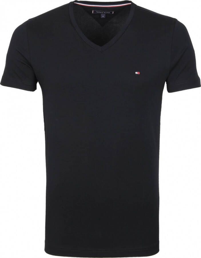 Tommy Hilfiger T-shirt V-hals Stretch Zwart