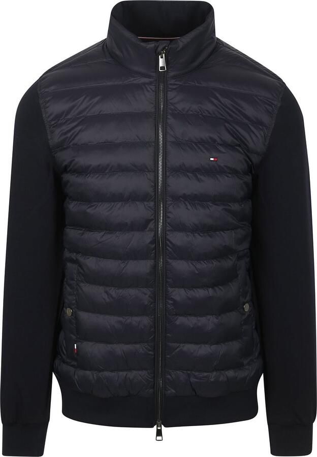 Tommy Hilfiger Blauwe Gewatteerde Jas Mix Media Stand Kraag Blue Heren - Foto 6