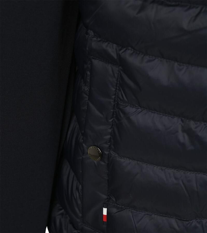 Tommy Hilfiger Blauwe Gewatteerde Jas Mix Media Stand Kraag Blue Heren