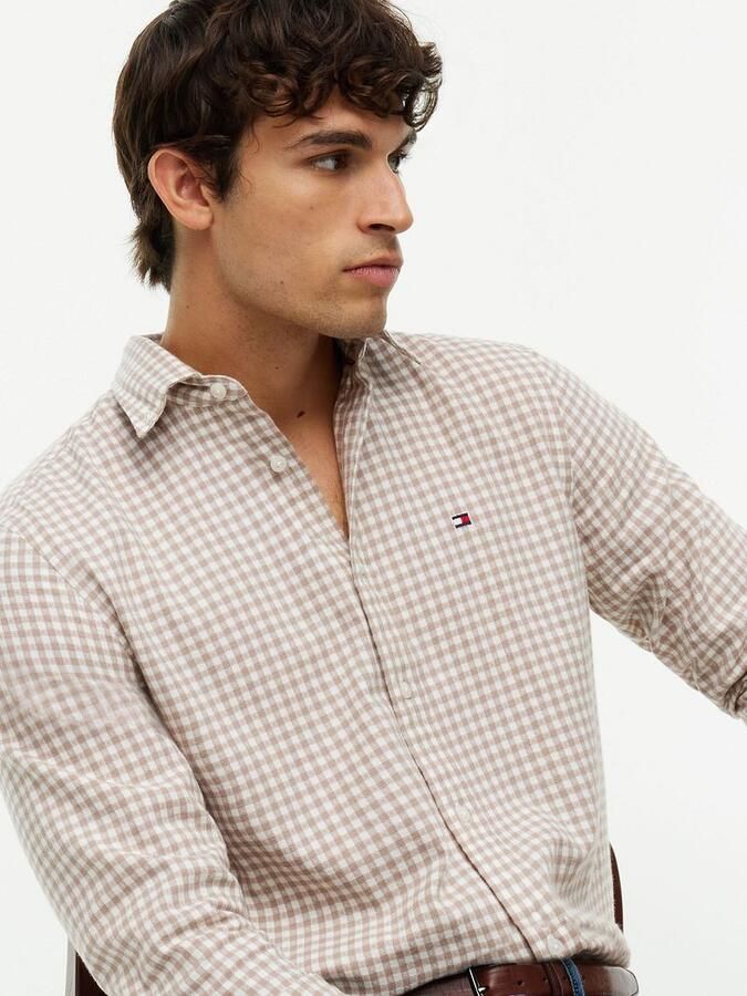 Tommy Hilfiger flanel regular fit geruit overhemd coastal taupe - Foto 5